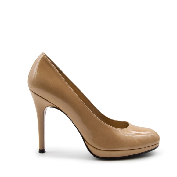 Authentic Stuart Weitzman Platswoon Pump Adobe Aniline Round Toe Nude wPlatform - Picture 1 of 8